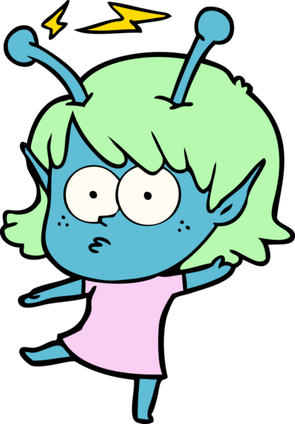 Bir insan tarafından çizilmiş uzaylı kız.