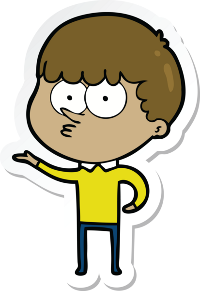 Bir insan tarafından çizilmiş meraklı bir çocuğun çıkartması.