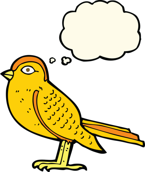 Bir insan tarafından çizilmiş düşünce baloncuklu bahçe kuşu.