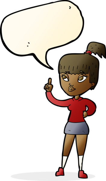 Bir insan tarafından çizilmiş konuşma baloncuğu fikri olan çekici bir kız.