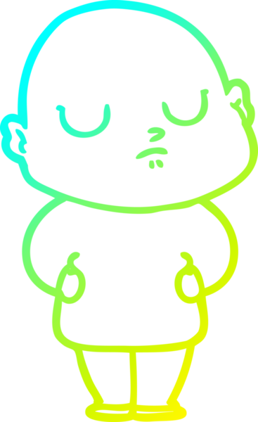 Bir insan tarafından çizilmiş kel bir adamın soğuk çizgi çizimi.