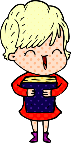 Bir insan tarafından çizilmiş gülen kadın çizgi filmi.