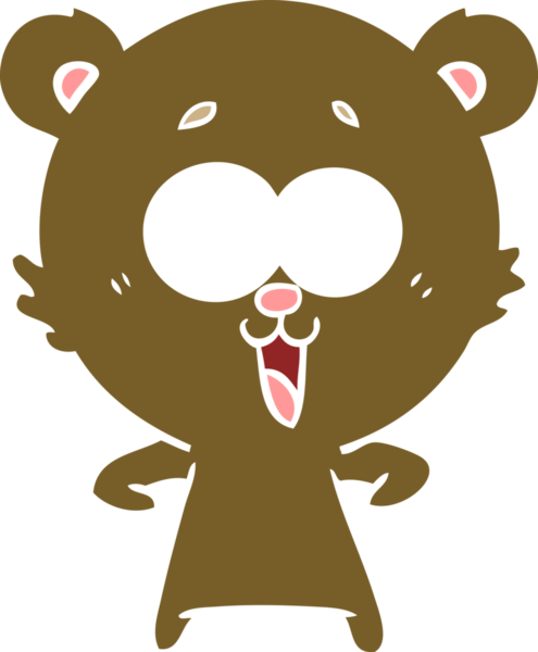 Bir insan tarafından çizilmiş gülen ayıcık düz renkli çizgi film.