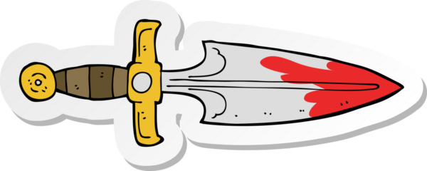 Bir insan tarafından çizilmiş kanlı hançer çıkartması.