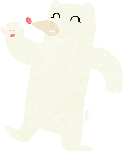 Bir insan tarafından çizilmiş kutup ayısı sallayan çizgi film.