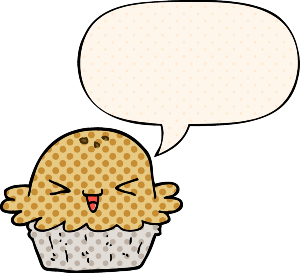 Bir insan tarafından çizilmiş çizgi roman tarzında konuşma baloncuğu olan şirin bir çizgi film pastası.