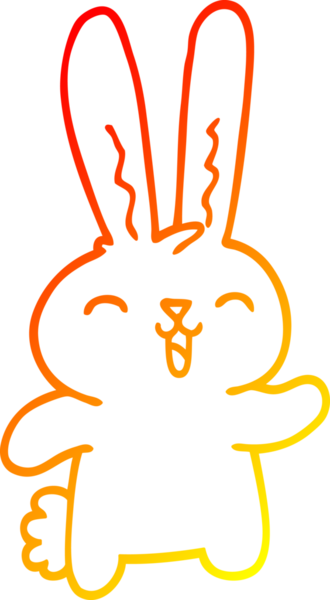 Bir insan tarafından çizilmiş mutlu tavşan çizgi çizimi.