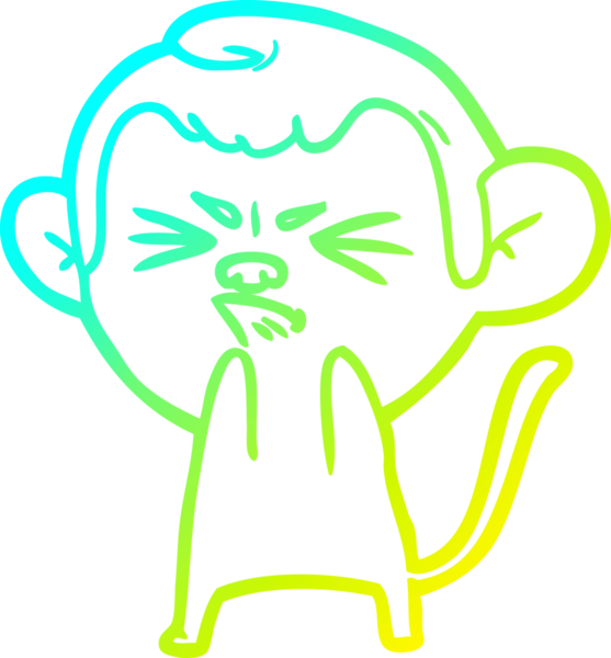 Bir insan tarafından çizilmiş, sinir bozucu bir maymunun soğuk çizgi çizimi.