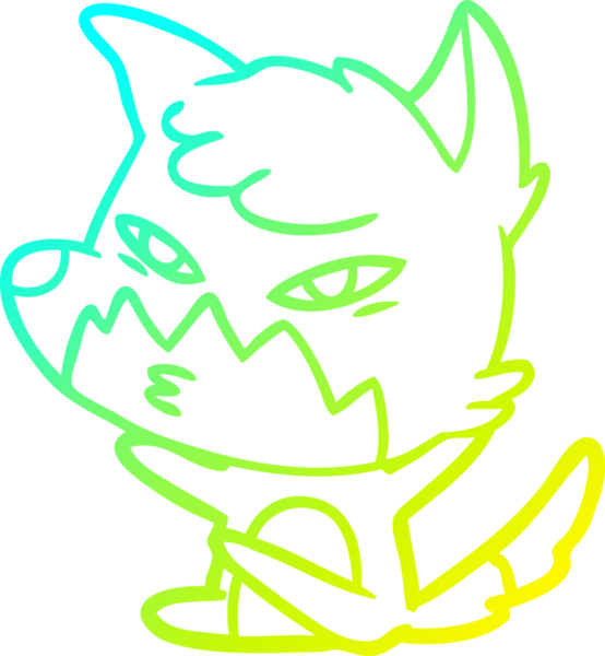 Bir insan tarafından çizilmiş akıllı bir tilkinin soğuk çizgi çizimi.