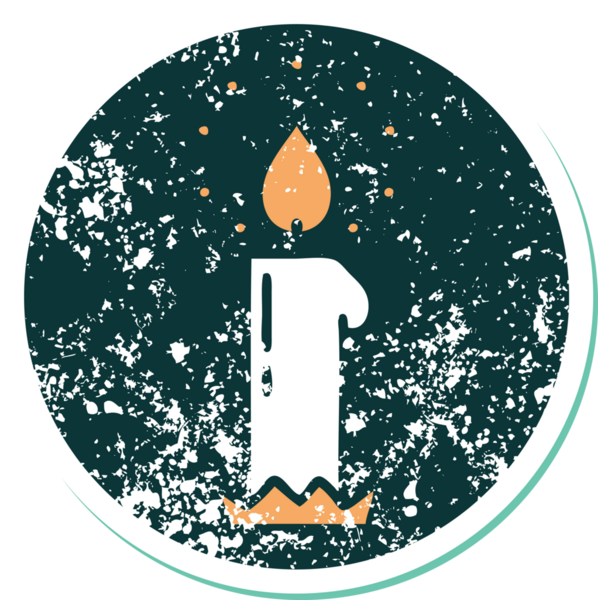 Bir insan tarafından çizilmiş bir mumun sembolik dövmeli görüntüsü