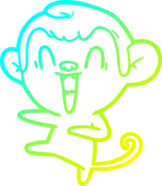 Bir insan tarafından çizilmiş gülen maymun çizgi çizimi.