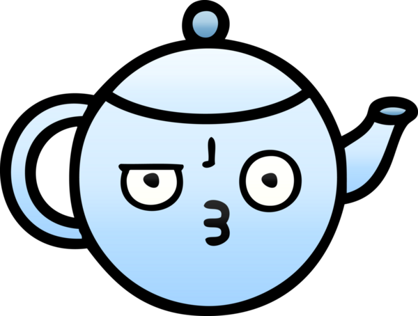 Bir insan tarafından çizilmiş bir çaydanlığın gölgeli karikatürü