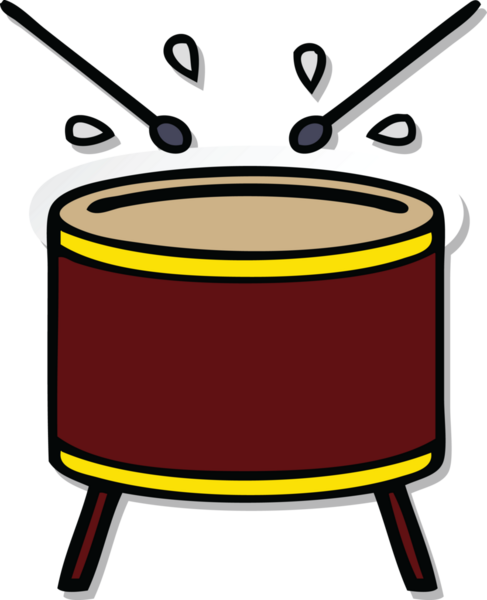 Bir insan tarafından çizilmiş şirin bir davulun çıkartması.