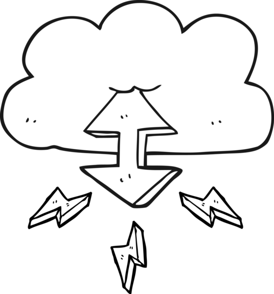 Bir insan tarafından çizilmiş siyah beyaz karikatür dijital bulut