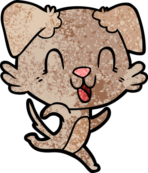 Bir insan tarafından çizilmiş gülen çizgi film köpeği.