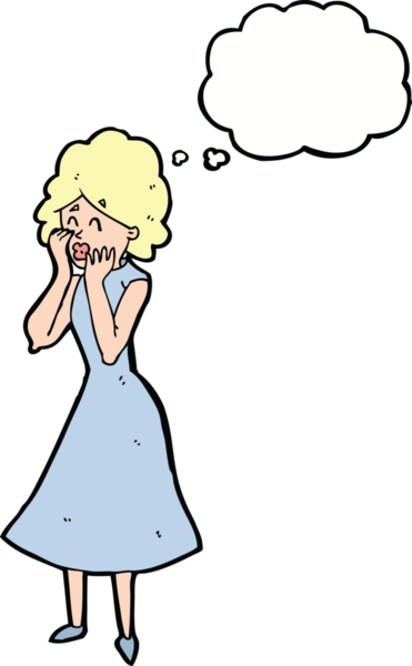 Bir insan tarafından çizilmiş düşünce balonu olan endişeli bir karikatür.