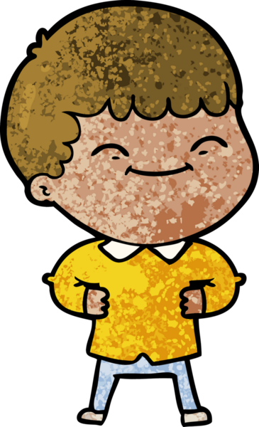 Bir insan tarafından çizilmiş mutlu çocuk çizgi filmi.