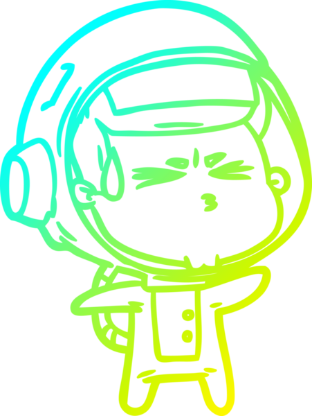 Bir insan tarafından çizilen soğuk gradyan çizgi çizimi stresli astronot