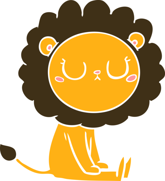 Bir insan tarafından çizilmiş düz renkli çizgi film aslanı