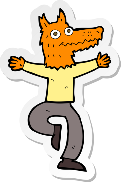 Bir insan tarafından çizilmiş tilki adamın çıkartması.