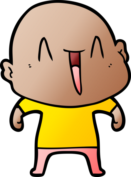 Bir insan tarafından çizilmiş mutlu, kel adam.