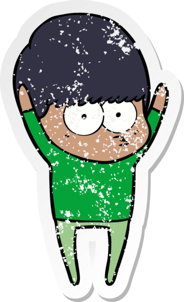 Bir insan tarafından çizilmiş esneyen bir çizgi film çocuğunun sıkıntılı çıkartması.