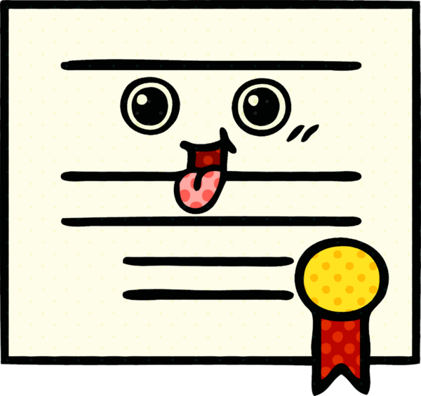 Bir insan tarafından çizilmiş mezuniyet diplomasının çizgi romanı.