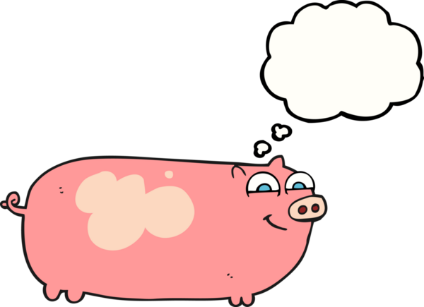 Bir insan tarafından çizilmiş serbest çizim balon çizgi film domuzu.