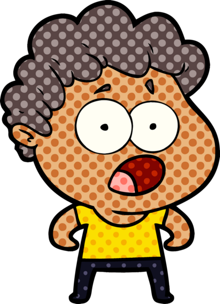 Bir insan tarafından çizilmiş bir karikatür adamı şaşkınlıkla nefes nefese kaldı.