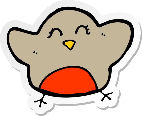 Bir insan tarafından çizilmiş Robin çizgi filminin çıkartması.