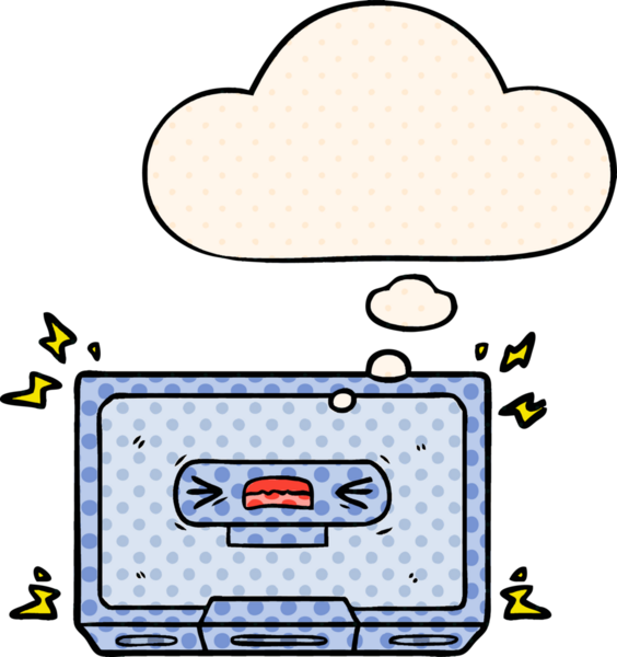 Çizgi roman tarzında bir insan tarafından çizilmiş, kızgın, eski kaset kaset.