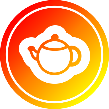 Bir insan tarafından çizilmiş sıcak eğimli çay demliği dairesel simgesi