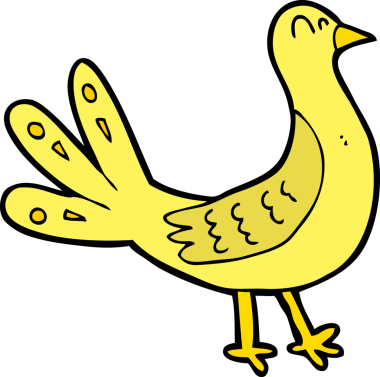 Bir insan tarafından çizilmiş çizgi film kuşu.