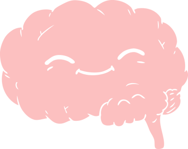 Bir insan tarafından çizilmiş düz renkli çizgi film beyni