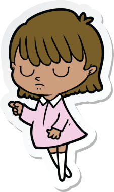 Bir insan tarafından çizilmiş bir karikatür kadının çıkartması.