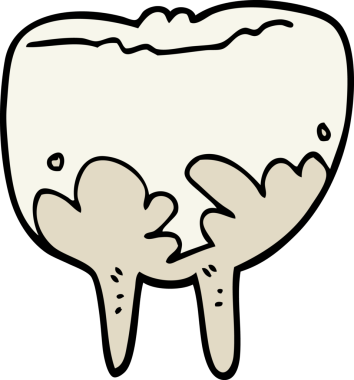 Bir insan tarafından çizilmiş çizgi film dişi.