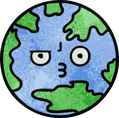 Bir insan tarafından çizilmiş bir gezegenin retro grunge doku karikatürü.