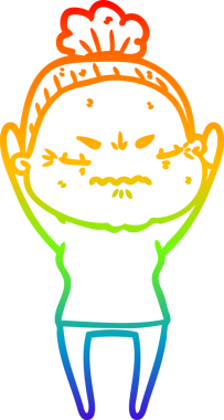 Gökkuşağı gradyan çizgi çizimi bir insan tarafından çizilmiş yaşlı bir kadın tarafından rahatsız edildi