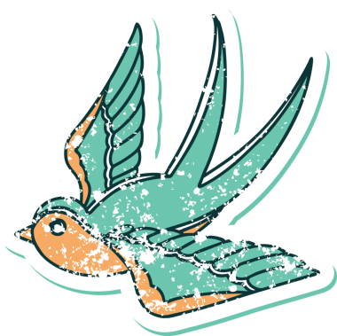 Bir insan tarafından çizilmiş bir kırlangıcın sembolik dövmesi.