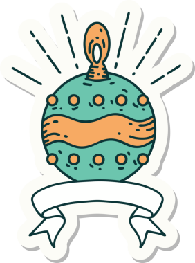 Bir insan tarafından çizilmiş dövme stili Noel süsünün çıkartması.