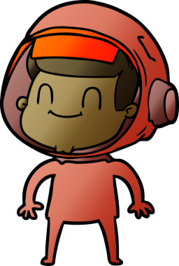 Bir insan tarafından çizilmiş mutlu astronot çizgi filmi.