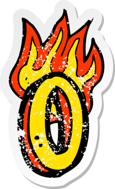 Bir insan tarafından çizilmiş yanan bir karikatürün gerilimli yapıştırması.