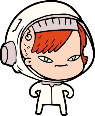 Bir insan tarafından çizilmiş astronot kadın.