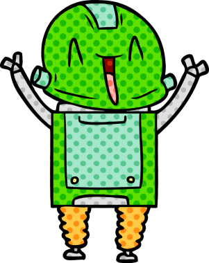 Bir insan tarafından çizilmiş çizgi film robotu