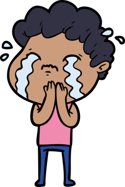 Bir insan tarafından çizilmiş ağlayan çizgi film adamı.