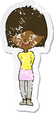 Bir insan tarafından çizilmiş, karikatür dostu bir kadının gerilimli çıkartması.