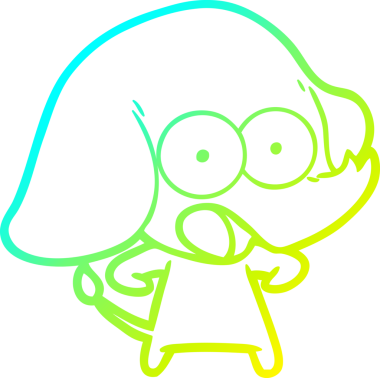 Bir insan tarafından çizilmiş şirin bir filin soğuk gradyan çizgisi