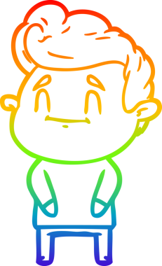 gökkuşağı gradyanı çizimi bir insan tarafından çizilmiş mutlu bir çizgi film adamı