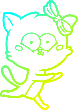 Bir insan tarafından çizilen çizgi film kedisinin soğuk gradyan çizgisi.