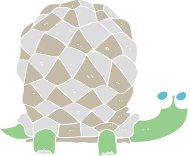 Bir insan tarafından çizilmiş düz renkli kaplumbağa çizimi